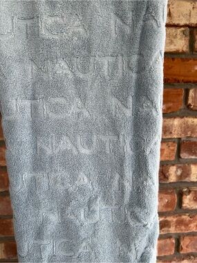 Nautica Pale Blue Embossed Logo Bath Towel